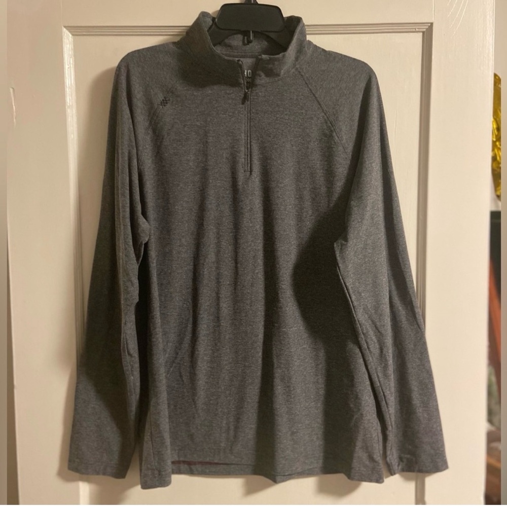 Rhone Session 1/4 Zip Gray Heather Long Sleeve Shirt Stretch Men's L UPF 50+ EUC